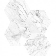 CARRARA GIOIA (12"X24" POLISHED) - STATUARIETTO (6" HEXAGONS HONED)