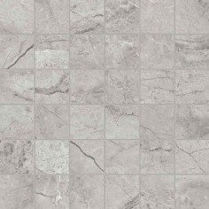 TRAVERTINO INSTRATA (12"X24" HONED) - PARADISO ARGENTO (2"X2" MOSAIC)