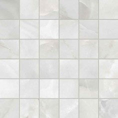 TRAVERTINO INSTRATA (24"X48" POLISHED) - ONYX NUVOLATO (2"X2" MOSAIC)