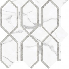 TRAVERTINO INSTRATA (6" HEXAGONS POLISHED) - STATUARIO NUOVO (MODELLA MOSAICS)