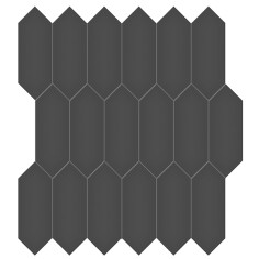 GALLERY GREY (12"X12" HERRINGBONE MATTE) - RETRO BLACK (12"X12" PICKET GLOSSY)