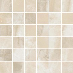 GREY ONYX (24&RDQUO;X48&RDQUO; HONED) - BEIGE ONYX (2"X2" MOSAIC POLISHED)