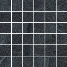IRON BLUE (3X24 BULLNOSE HONED RECTIFIED) - RAVEN BLACK (12X12 MOSAIC HONED RECTIFIED)