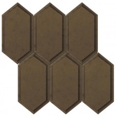 OBSIDIAN GLASS - OBSIDIAN GLASS ANTIQUE BRONZE - 11.5" X 12" BEVELED HEXAGON MOSAIC