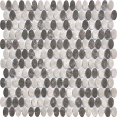 VELVET GLASS - VELVET BRECCIA PIETRA GREY OVAL BLEND - 11.6" X 12" SHEET