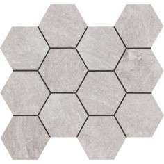 GLAMSTONE - GLAMSTONE SILVER 3X3 HEXAGON MOSAIC - 12X14 SHEET