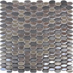 GLAZE CRAZE - SIENA SILVER OVAL MOSAIC 12X12 SHEET