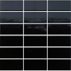 Independence 2.4 Black Glossy 2x4 Brick Stacked Mosaic - 11.8" X 11.6" Sheet