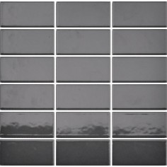 Independence 2.4 Dark Grey Glossy 2x4 Brick Stacked Mosaic - 11.8" X 11.6" Sheet