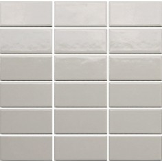 INDEPENDENCE 2.4 - INDEPENDENCE 2.4 LIGHT GREY GLOSSY 2X4 BRICK STACKED MOSAIC - 11.8" X 11.6" SHEET
