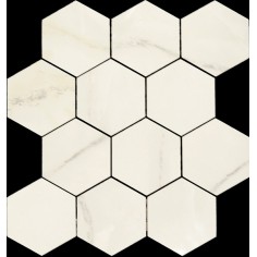 Gani Calacatta Marble Porcelain Pol Hex Mosaic 12.125" X 12.91"