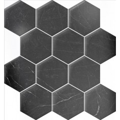 GANI MARBLE - GANI MARBLE NERO MARQUINA HEX MOSAIC MATTE