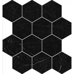 GANI MARBLE - GANI MARBLE NERO MARQUINA HEX MOSAIC 12.125" X 12.91" POLISHED