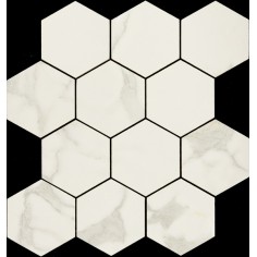 Gani Statuario White Marble Porcelain Pol Hex Mosaic 12.125" X 12.91"