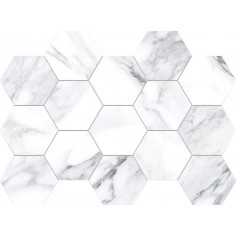 I-marmi Dante Blanco 3x3 Hexagon Mosaic Polished - 13x9 Sheet