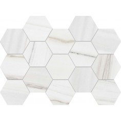 I-marmi Lasa Blanco 3x3 Hexagon Mosaic Matte - 13x9 Sheet
