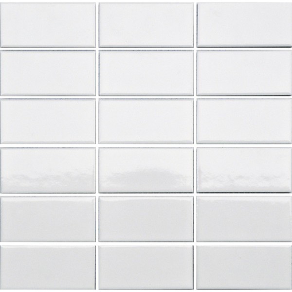 Mini Independence 2.4 White Glossy 2x4 Brick Stacked Mosaic - 11.8" X 11.6" Sheet Preview