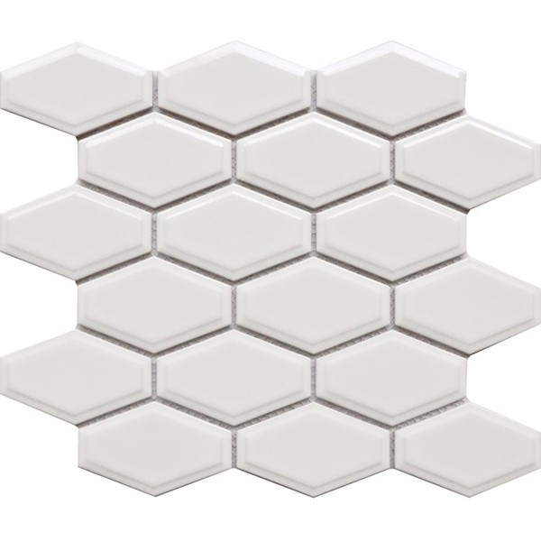 Mini Victorian White Glossy Hex Mosaic - 10.7" X 11.8" Sheet Preview