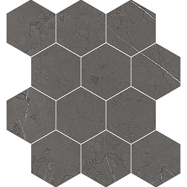 Mini Gani Marble Pietra Grey Hex Mosaic 12.125" X 12.91" Polished Preview