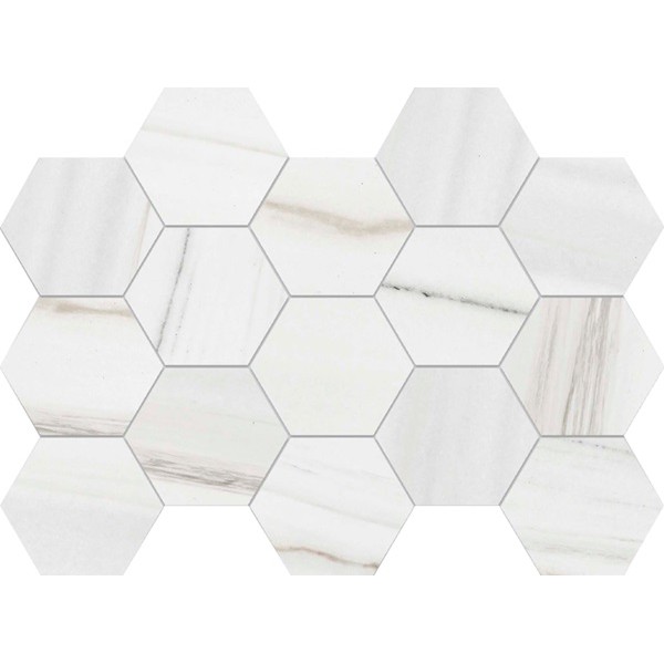 Mini I-marmi Lasa Blanco 3x3 Hexagon Mosaic Matte - 13x9 Sheet Preview