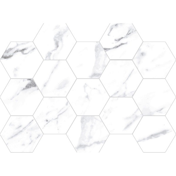 Mini I-marmi Toscana Blanco 3x3 Hexagon Mosaic Polished - 13x9 Sheet Preview
