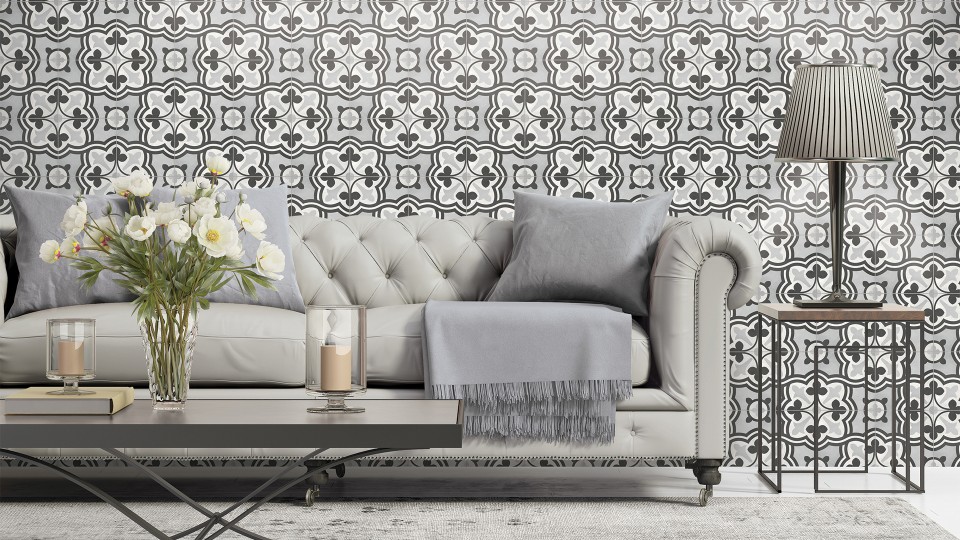 Lotus (8x8 Monochrome Deco) Roomscene
