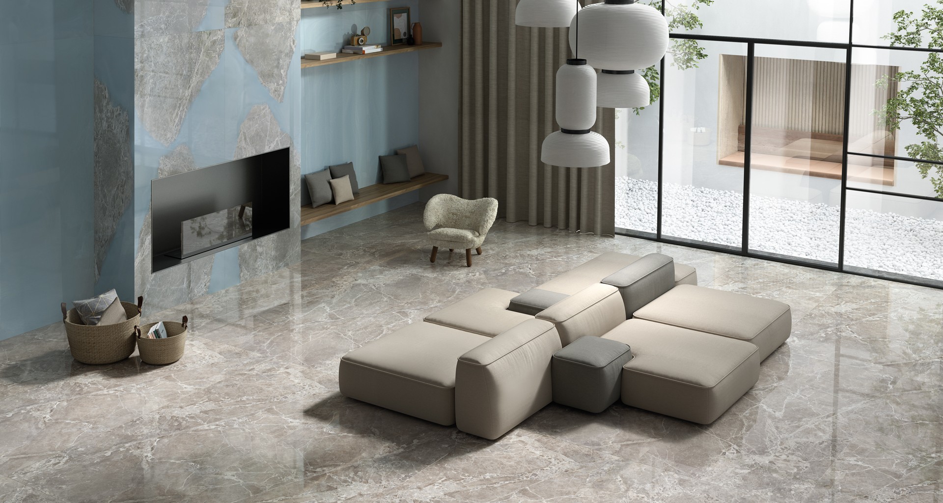 Product - Unique Marble Moon Grey Ambra 48x108 Polished